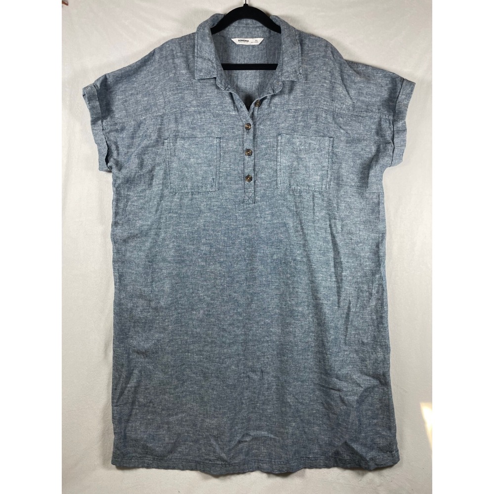 loose‎ boxy linen dress button down XXL relaxed cottagecore boho granola
